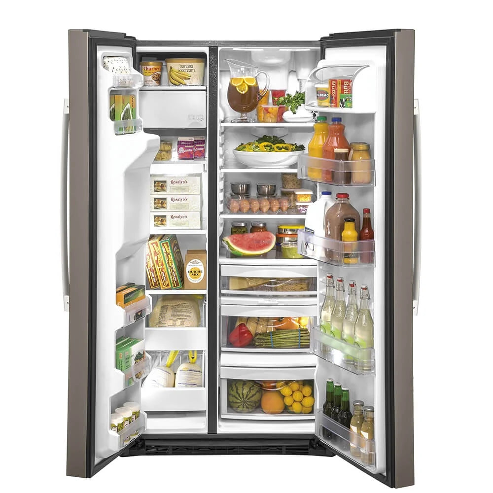 GE 36 Inch Counter Depth Freestanding Side by Side Refrigerator-Slate (GZS22IMNES)