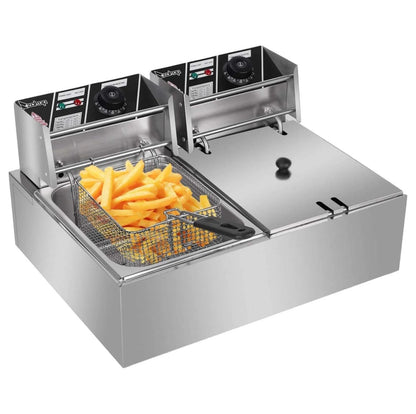 5000W 12 Liter Electric Countertop Deep Fryer Dual