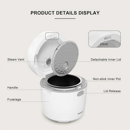 Mishcdea Small Rice Cooker 3 Cup Uncooked Mini Rice Cooker Ceramic Non-Stick Cooker Suitable for 1-2 People, Multi-Menu with Smart Touch Screen, Timer and Warmer for Quinoa, Oats and Grains