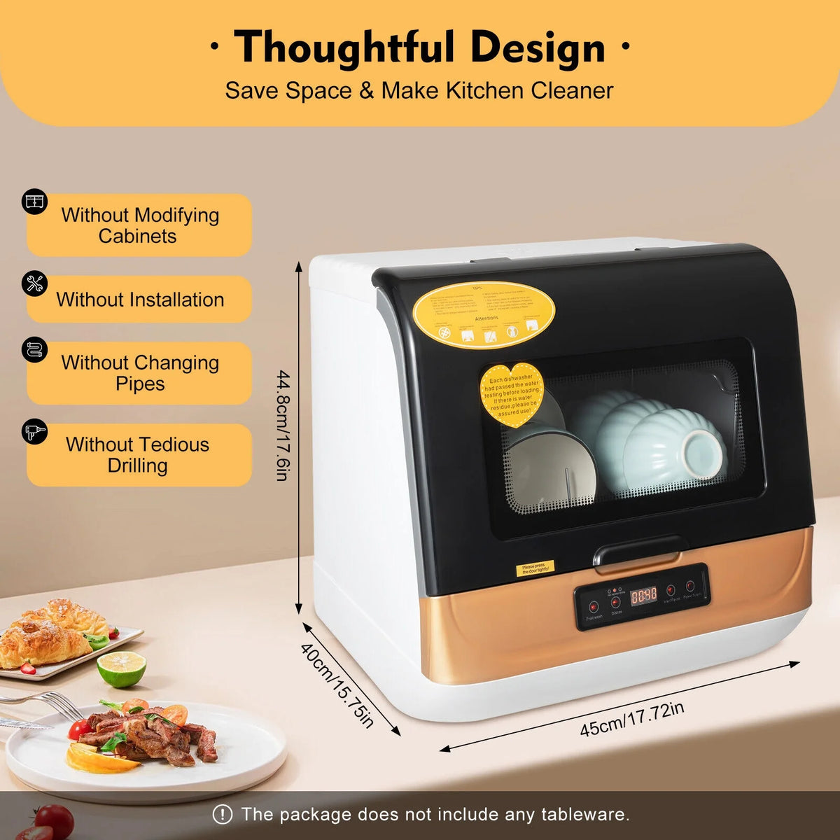Compact Countertop Dishwasher Portable Mini Dish Washer 4 Washing Programs 110V