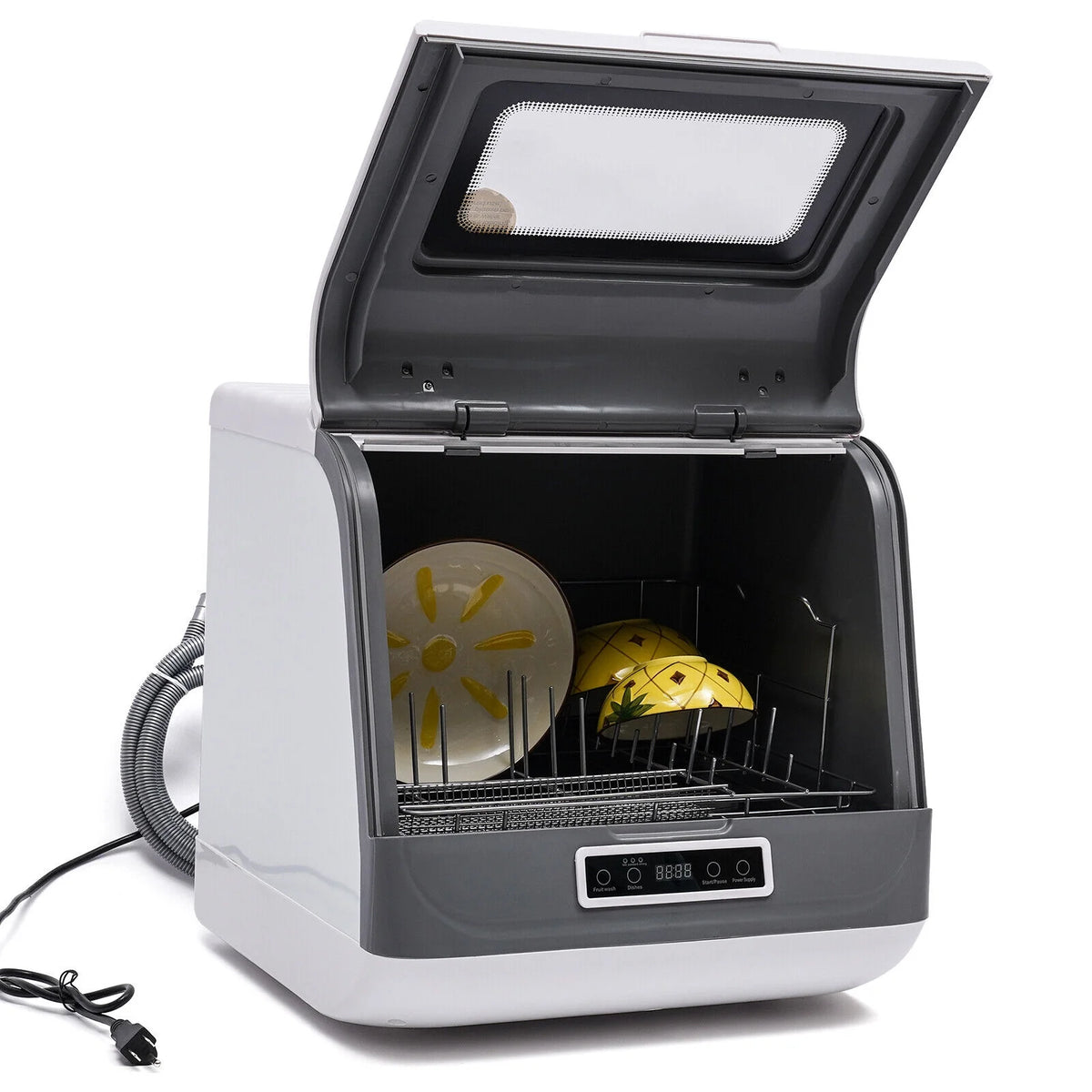 1200W Portable Countertop Dishwasher, 3 Washing Programs with Large Capacity