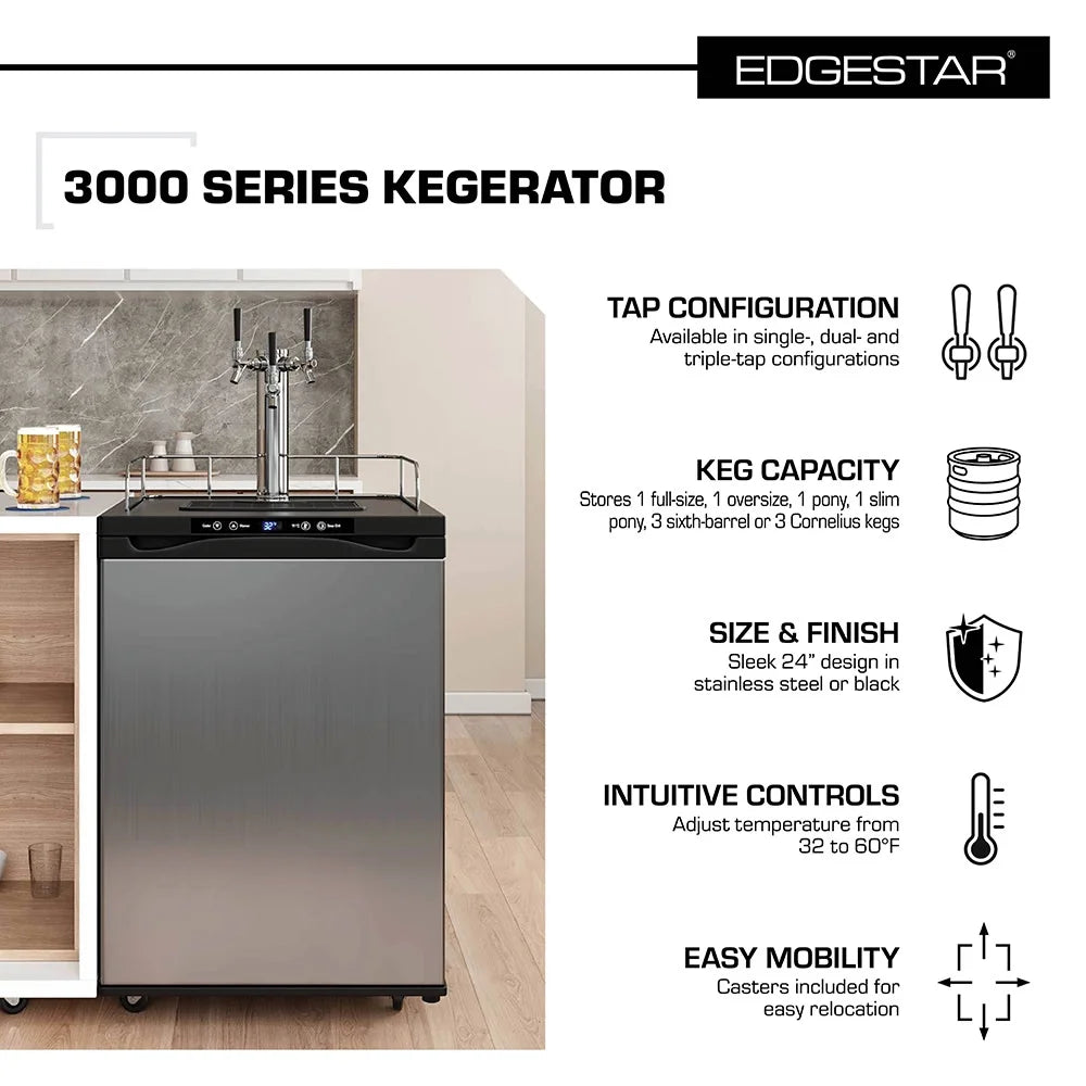 Edgestar Kc3000 24" Wide Kegerator - Black