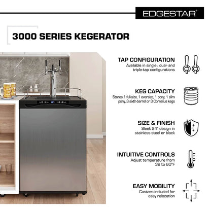 Edgestar Kc3000 24" Wide Kegerator - Black