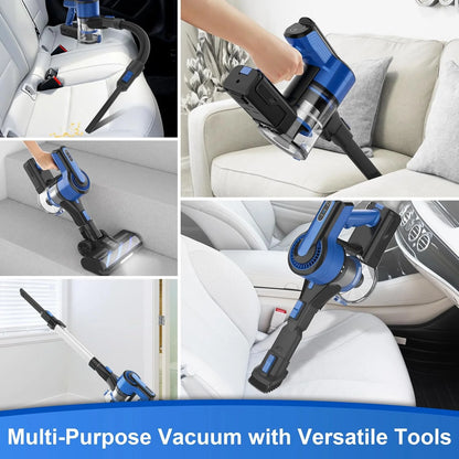 POWEART Cordless Vacuum Cleaner, 30Kpa 350W Powerful Stick Vacuum, 8 in 1 Self-Standing Rechargeable Battery Vacuum Up to 55min Runtime, Lightweight Cordless Vacuum for Pet Hair Hard Floor Carpet