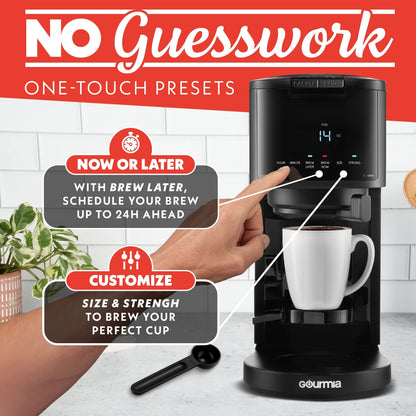 Gourmia 2-in-1 Coffee Maker, Single Serve Pod + 12 Cup Drip, K-Cup Compatible, Black