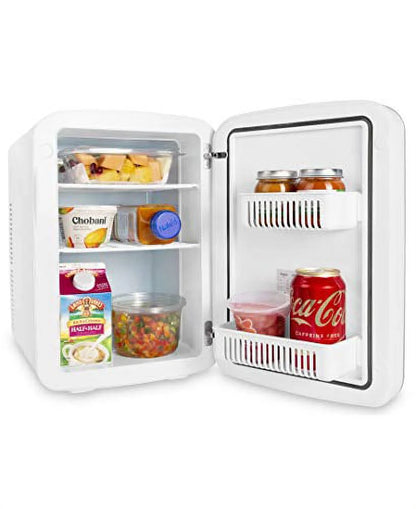 Cooluli Infinity Black 15 Liter Compact Portable Cooler Warmer Mini Fridge for Bedroom, Office, Dorm, Car - Great for Skincare & Cosmetics (110-240V/12V)