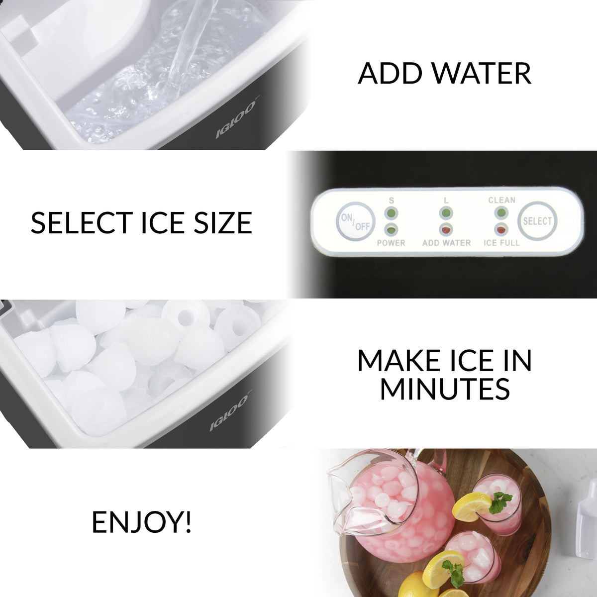 Igloo Handled Automatic Ice Machine Self Cleaning Countertop Ice Maker with Scoop, Aqua