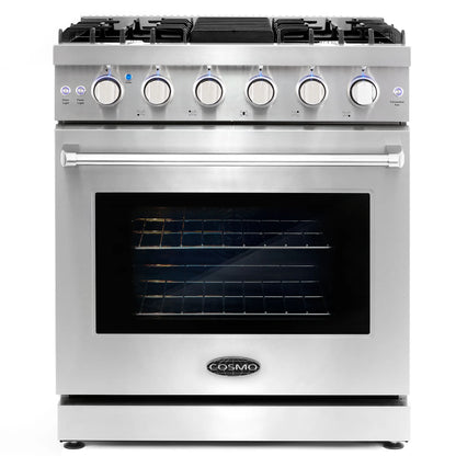 Cosmo 2 Piece Kitchen Appliance Packages with 30" Free Standing Gas Range Kitchen Stove & French Door Refrigerator Kitchen Appliance Bundles