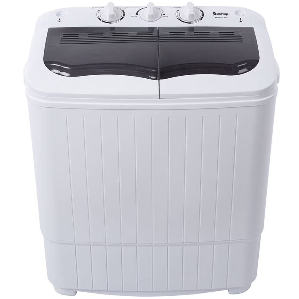 Portable Washing Machine, YOFE Compact Mini Washing Machine, Semi-automatic Washing Machine, Portable Mini Twin Tub Washing Machine for Camping Apartments, Washer(7.7lbs) /Spiner(6.6lbs), Gray, R4861