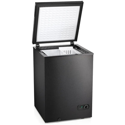KNDKO 3.5cu.ft Compact Chest Freezer, Mini Freezer with Adjustable Temperature, 2 Removable Baskets, Top Open Door, Energy Saving, Black