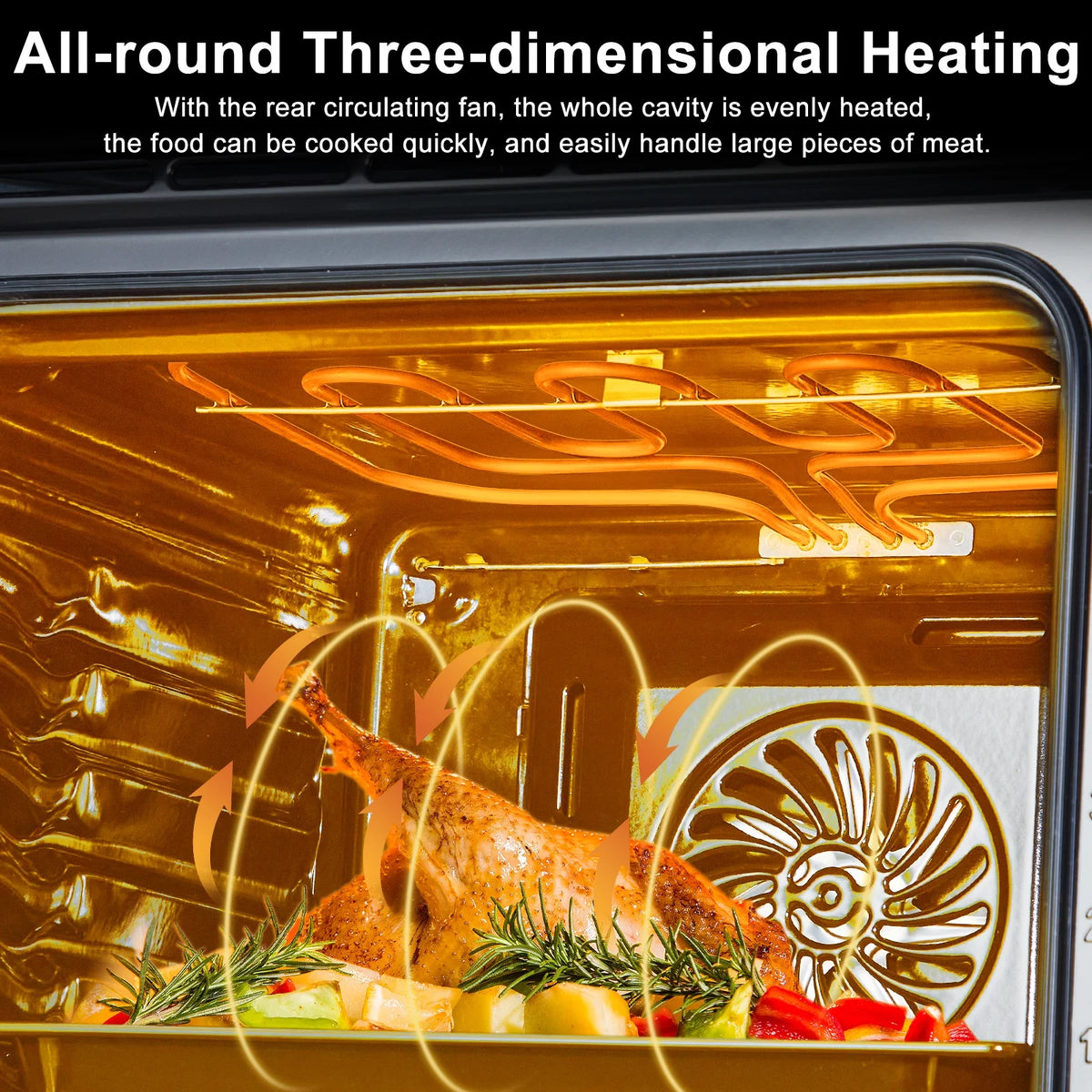 Single Wall Oven 24" Built-In Electric Ovens, 66L Capacity, 3000W, 8 Baking Modes, 3D Surround Heating With Double-Layered Glass Door, Touch Control
