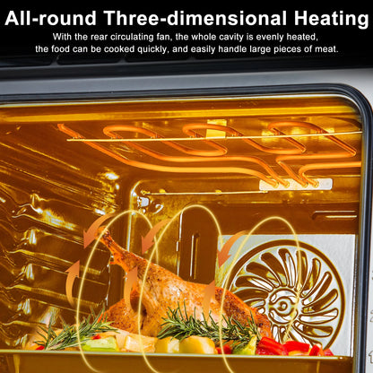 2025 New Single Wall Oven 24" Electric, 3000W Gas, 8 Cooking Functions, Convection Cooking, Touch Screen & Mechanical Knobs, Stainless Steel Built-in 2.5 Cu.ft.