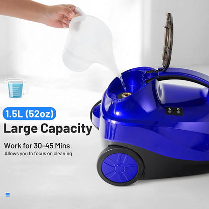 ARLIME Steam Cleaner, Heavy Duty Household Steamer w/ 19 Accessories, 1.5L Tank & 13ft Power Cord, Multipurpose Chemical-Free Household Steam Cleaner for Home, Carpet, Upholstery, Cars, Floors, Blue