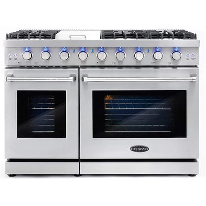 Cosmo 48" Double Oven Gas Range & Dishwasher & French Door Refrigerator Set