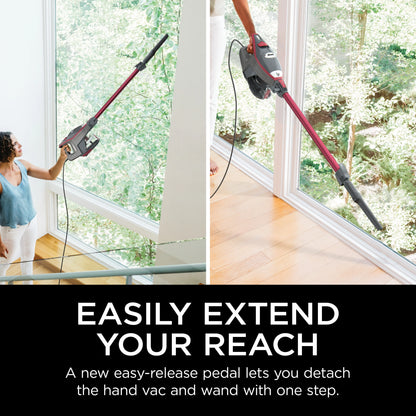 Shark Rocket Pro Corded Stick Vacuum, Removable Hand Vacuum, Hardwood Floors and Carpet, Advanced Swivel Steering, Pet-Friendly, XL Capacity, Ultra-Lightweight, HV370 Comet Red