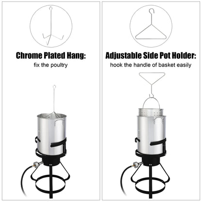 Turkey Fryer Kit, 30QT Aluminum Turkey Deep Fryer & 10QT Fish Fryer Kit w/Baskets & Stand, 54000 BTU Propane Burner, Thermometer, Marinade Injector, Turkey Rack & Rack Lifter, for Outdoor Cooking