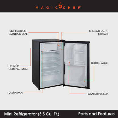 Magic Chef  New 18.5 inch Width 3.5 Cu. ft. Compact Refrigerator with  Single Door