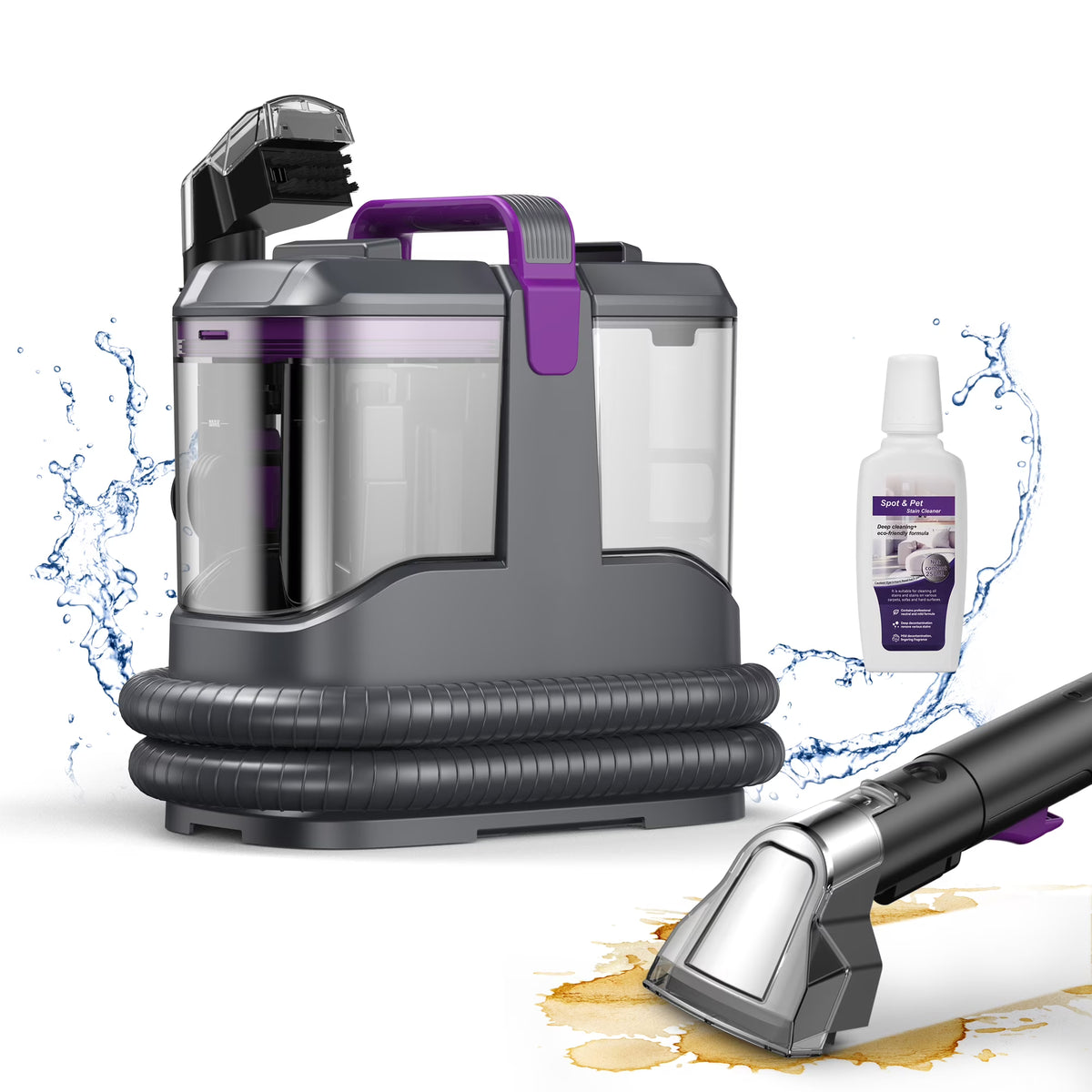 INSE Portable Carpet and Upholstery Vacuum Cleaner, Includes 8.5oz Stain Lifter