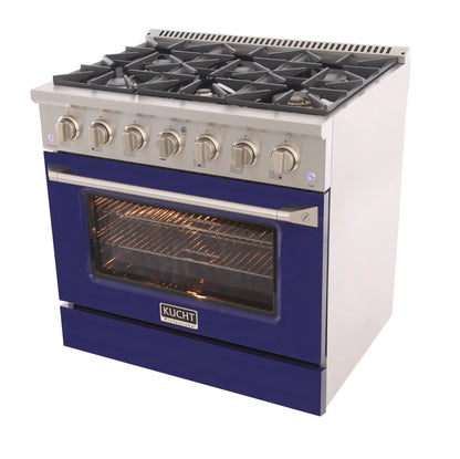 36 in. 5.2 cu. ft Dual Fuel Range for Natural Gas Sealed Burners in Blue.
