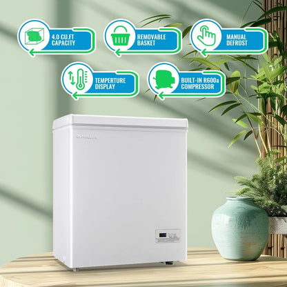 DEMULLER 4.0 Cu. ft Chest Freezer Small Freezer with Top Open Door Freestanding Black