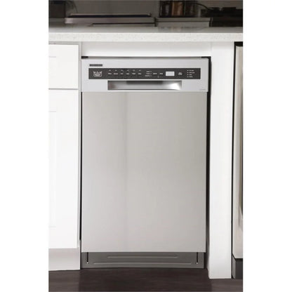 Pemberly Row 18" Stainless Steel Front Control Dishwashers in Silver
