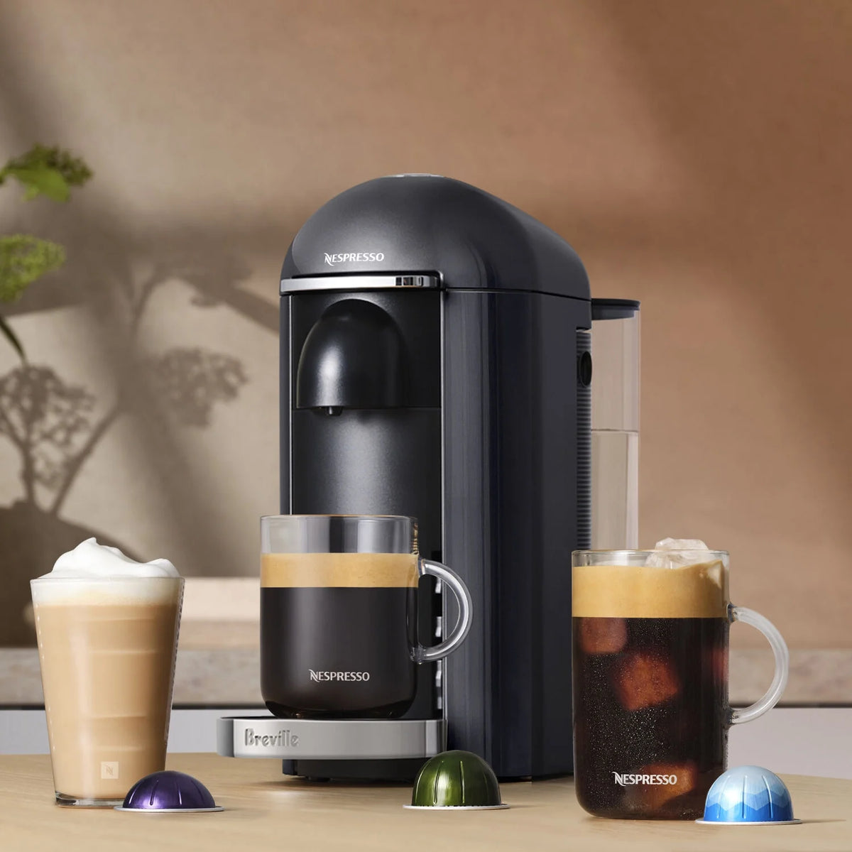 Breville Nespresso New VertuoPlus Deluxe Coffee and Espresso Single-Serve Machine in Piano Black