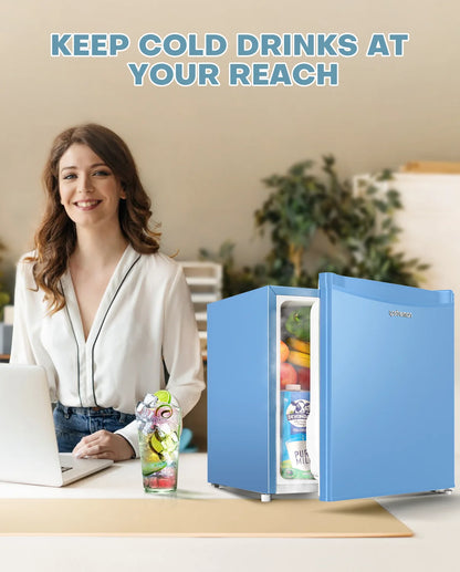 Upstreman 1.7 Cu ft Mini Fridge with Freezer Single Door Compact Refrigerator, Low Noise, Energy Saving, Adjustable Temperature, Reversible Door, for Home Office Dorm, Black FR17