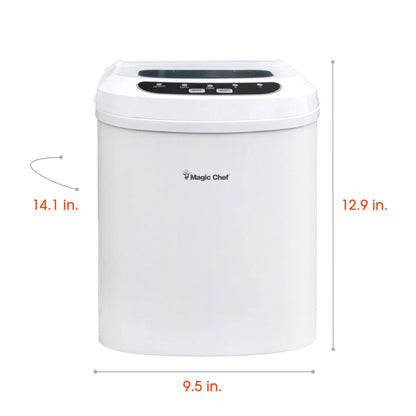 Magic Chef 27 lb. Capacity Portable Countertop Ice Maker, White and Makes Bullet Ice