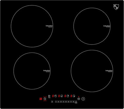 K&H 4 Burner 24 Inch Built-in Induction Electric Stove Top Ceramic Cooktop Touch Control 240V 6000W IN24-6004