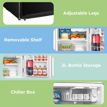 Comfee' 1.7 Cu.Ft Mini Fridge, Compact Retro Refrigerator, Energy Saving, Low Noise, Adjustable Thermostat, Single Door Small Fridge with Chiller Box for Bedroom, Office