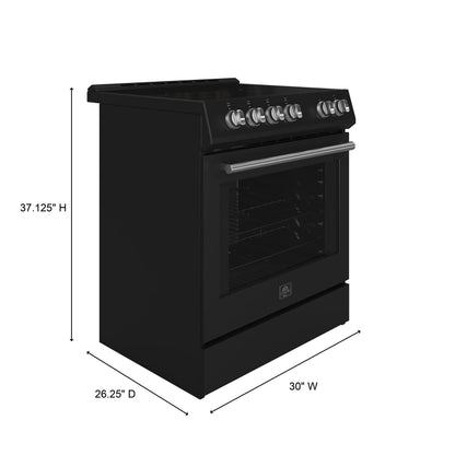 Forno Leonardo Espresso 30-Inch Black Electric Range, True Convection, Energy Efficient