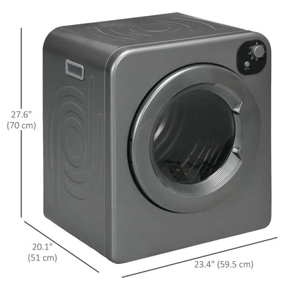 Resenkos Compact Laundry Dryer 1300W Portable Clothes Dryer with 3.2 cu.ft Stainless Steel Drum, Front Load Electric Dryer, Gray