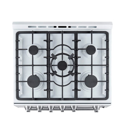 Forno Leonardo Espresso 30-Inch White Gas Range, 5 Burners, 39,500 BTU, 5 cu.ft Convection Oven