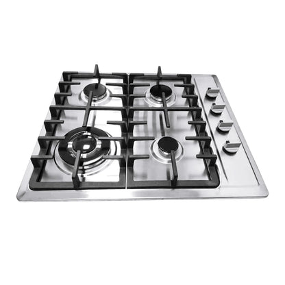 Stainless Steel 4-Burner Gas Stove, 3.0KW+1.75KW+1.0KW, Built-In Cooktop with Rotary Switch for Homes, Restaurants