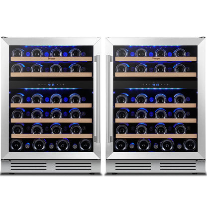 Yeego 30" Wine and Beverage Refrigerator,Two 15" Wine and Beverage Cooler Under Counter or Freestanding, Hold 33 Bottles and 80 Cans(Two Pack)
