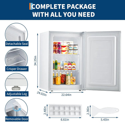 Garvee 3.0 Cu.ft Small Freezer, Mini Deep Freezer with Reversible Single Door & 7 Adjustable Thermostat for Apartment, Home, Office, White