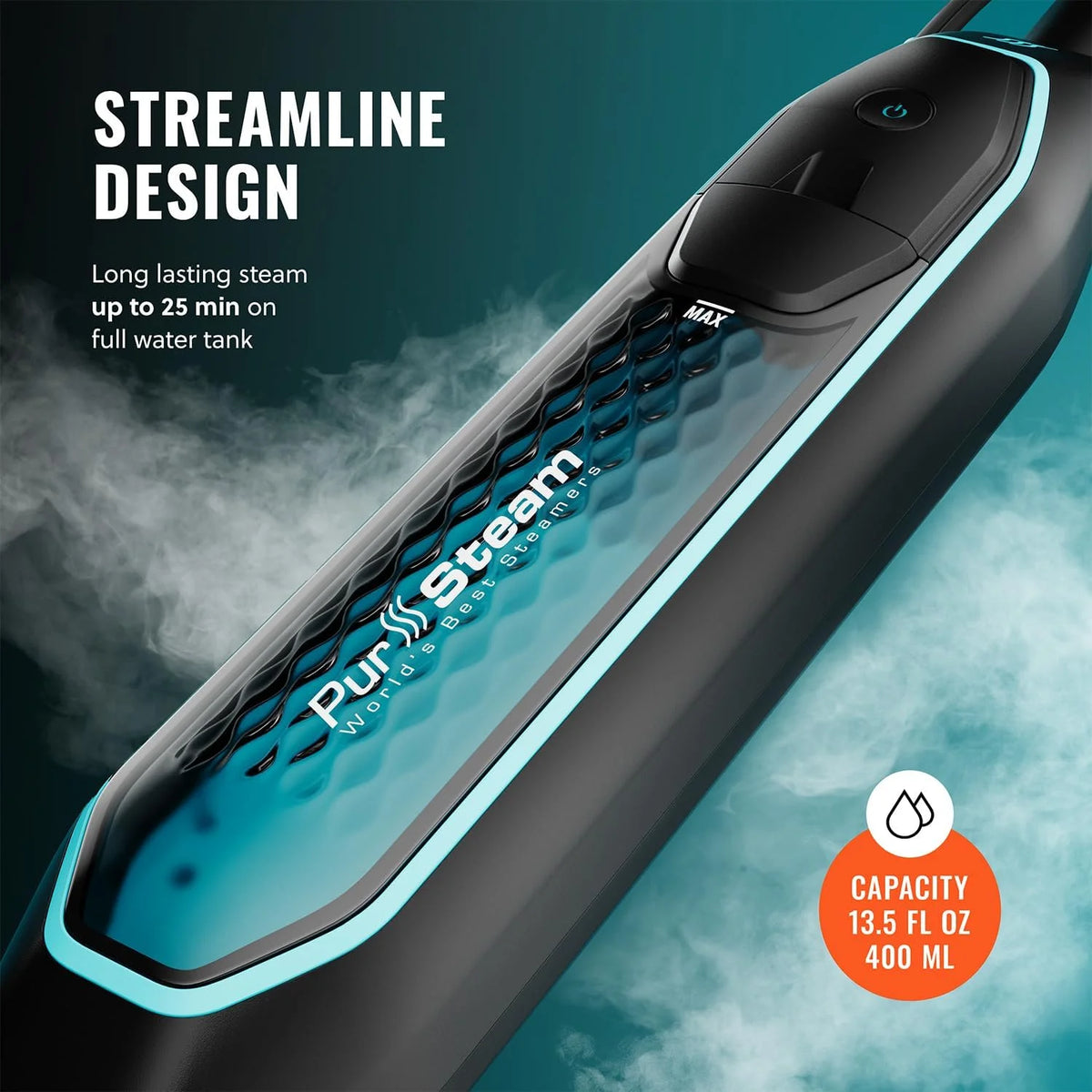 Pursteam ScrubMaster Steam Mop with Dual Scrubbing Head, LED Headlights, Adjustable Steam Control, Anti-Slip Swivel Head, Cable Holder & Upright Lock