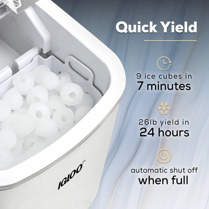 Igloo Handled Automatic Ice Machine Self Cleaning Countertop Ice Maker with Scoop, Aqua