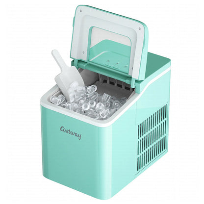 Costway Portable Ice Maker Machine Countertop 26Lbs/24H Self-cleaning w/ Scoop Green