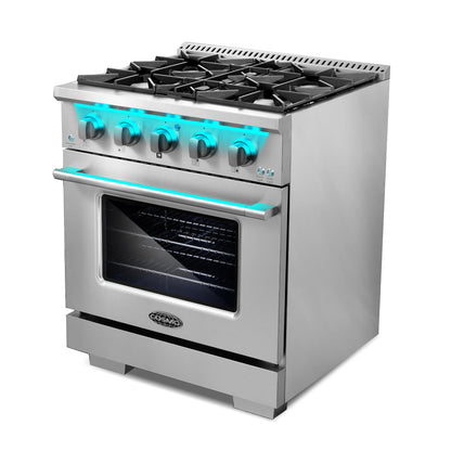 30 in. 3.5 cu. ft. Gas Range with 4 Burners in Stainless Steel