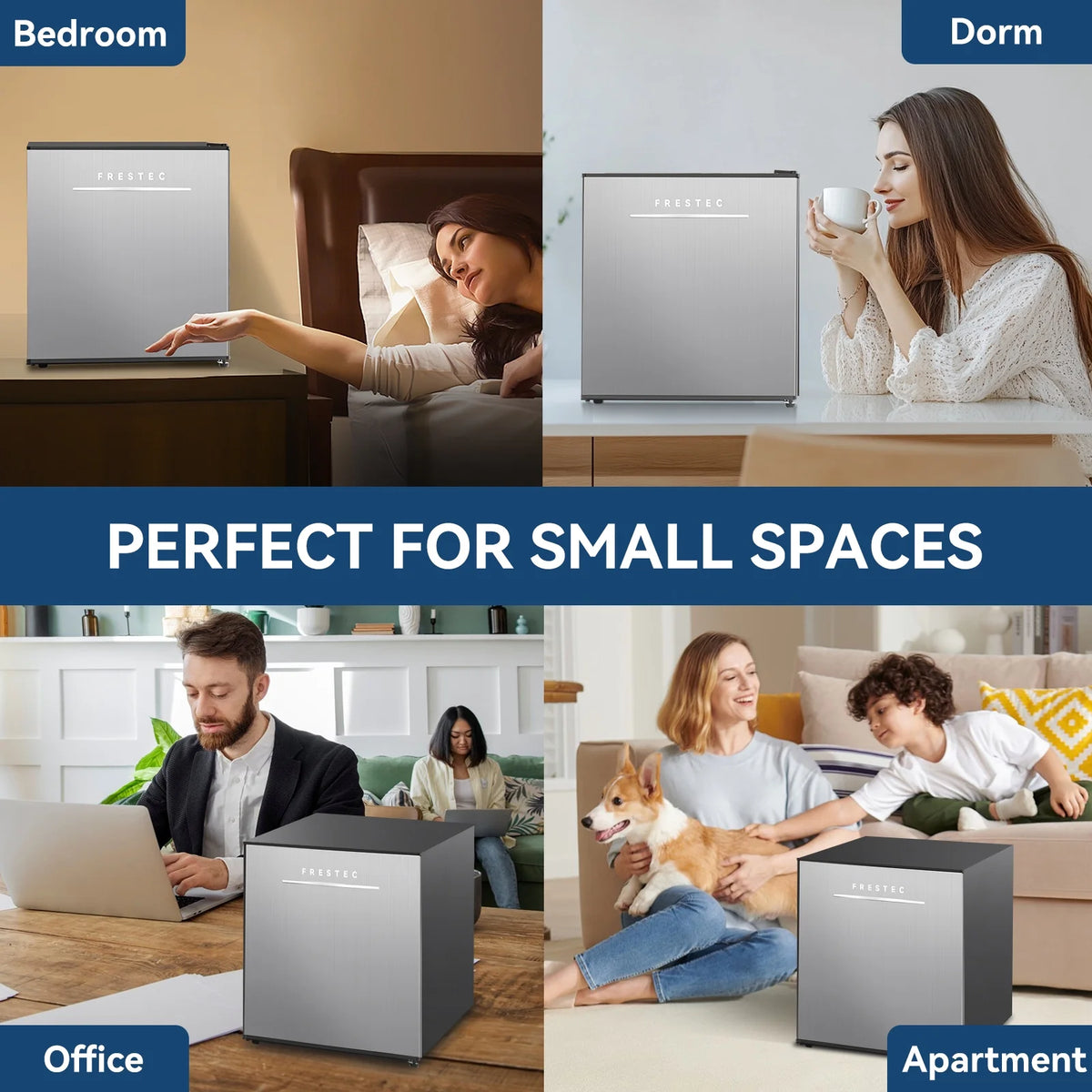 Frestec 1-Door Mini Fridge - 1.7 Cu Ft, Energy Star Rated, Perfect for Dorm or Apartment,Gray