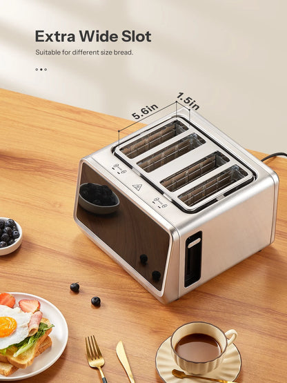 4 Slice Toaster, Touchscreen & Dual Independent Control Panel