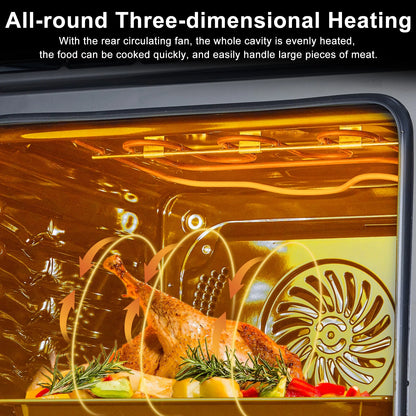 Aoile 24" Single Wall Oven, 3000W 2.5 Cu.Ft. Built-in Electric Oven with 4 Cooking Functions & 108 Automatic Recipes