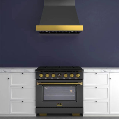 36 in. 5.2 cu. ft. Dual Fuel Range for Propane Gas in Titanium Stainless.