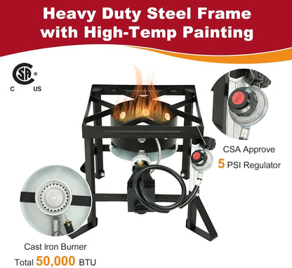 Red Mountain Valley Outdoor Propane Turkey Deep Fryer Set 30&10 Quart Fish Fryer with Basket, 50,000 BTU Burner, Large Seafood Boiler Kit, Outdoor Cooking for Frying, Boiling