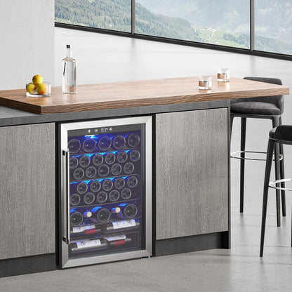 Wine Cooler,Beverage Refrigerator Cooler,Freestanding Wine Cooler Refrigerator with Triple Pane Clear Glass Door,Mini Fridge Countertop Drink Cooler for Home Office,Temperature Adjustment Range 40~61?��
