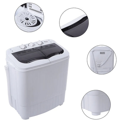 Compact Twin Tub with Built-in Drain Pump XPB35-188S 14.3(7.7 6.6)lbs Semi-automatic Gray Cover Washing Machine