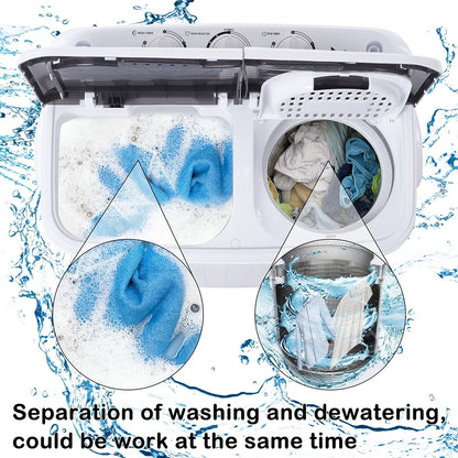 Compact Twin Tub with Built-in Drain Pump XPB35-188S 14.3(7.7 6.6)lbs Semi-automatic Gray Cover Washing Machine