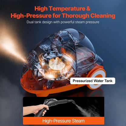 2000W Heavy Duty Steam Cleaner Multipurpose, 51oz Large Tank with 27 Attachments for Floors, Carpets, Cars, Windows - Powerful Household Steamer