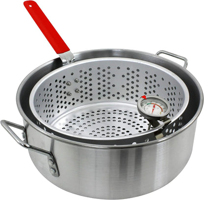 Red Mountain Valley Outdoor Propane Turkey Deep Fryer Set 30&10 Quart Fish Fryer with Basket, 50,000 BTU Burner, Large Seafood Boiler Kit, Outdoor Cooking for Frying, Boiling